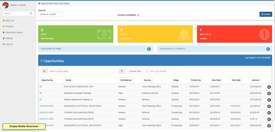 screenshot of Epicor Eclipse